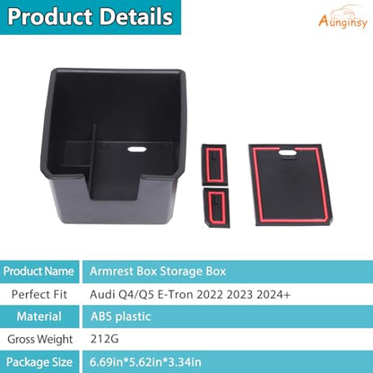 Armrest Storage Box Compatible with Audi Q4 E (Armrest Box Storage Box(B))