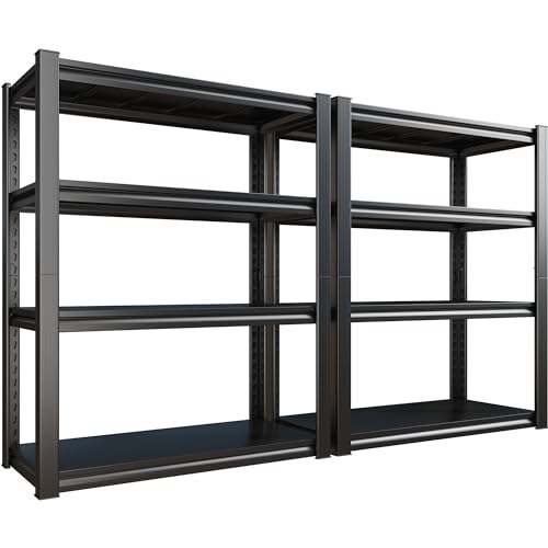 40" W Garage Shelving Heavy Duty Storage Shelves 56.9" H Metal Shelving Heavy Duty Load 1600LBS Adjustable Metal Shelves for Storage for Pantry Kitchen 40" W x 19.1" D x 56.9" H 2 Pack (19.1"D x 40"W x 56.9"H,Black)