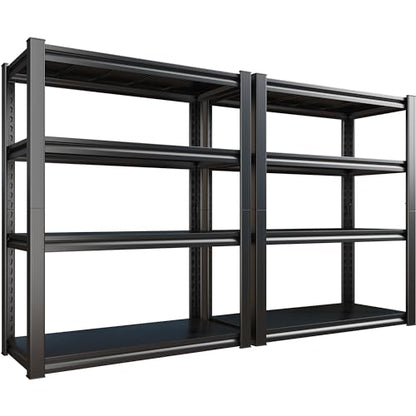 40" W Garage Shelving Heavy Duty Storage Shelves 56.9" H Metal Shelving Heavy Duty Load 1600LBS Adjustable Metal Shelves for Storage for Pantry Kitchen 40" W x 19.1" D x 56.9" H 2 Pack (19.1"D x 40"W x 56.9"H,Black)