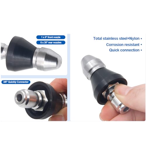 Pressure Washer Sewer Jetter Nozzle with Stainless Steel (back1)