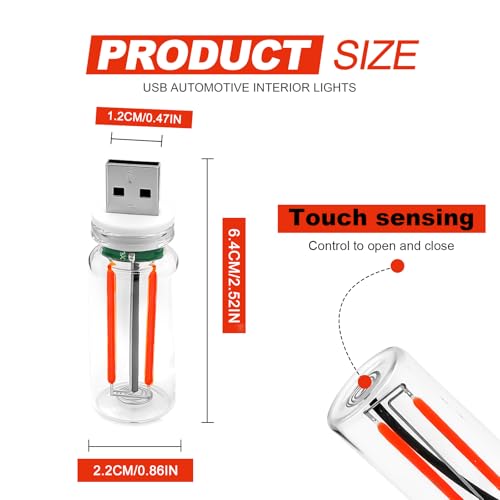 3PCS USB Car Interior Ambient Lights (Red)