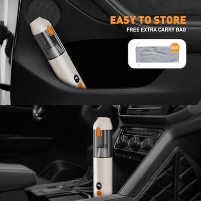 Car Vacuum Handheld Vacuum Portable Cordless (Beige)
