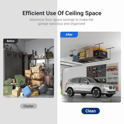 4x8 Overhead Garage Ceiling Storage Rack Adjustable (Hammertone / 4x8 ft)