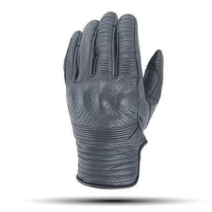 Leather Motorcycle Gloves for Men with Light Tricot Inner Lining Bike Riding Gloves with Fingers and Knuckle Padding with Adjustable Magic Tape Fastener (X-Large / Short Billy Black)