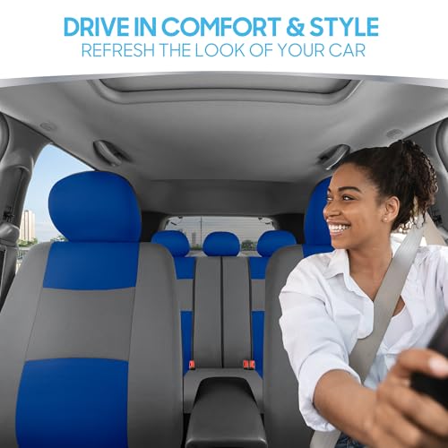 PolyPro Car Seat Covers Full Set in Blue & Gray (Blue & Gray)