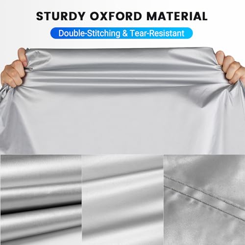 Motorcycle Cover Waterproof Outdoor Motorcycle Cover Heavy Duty (Silver / 86.6")