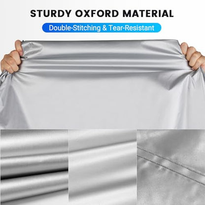 Motorcycle Cover Waterproof Outdoor Motorcycle Cover Heavy Duty (Silver / 86.6")