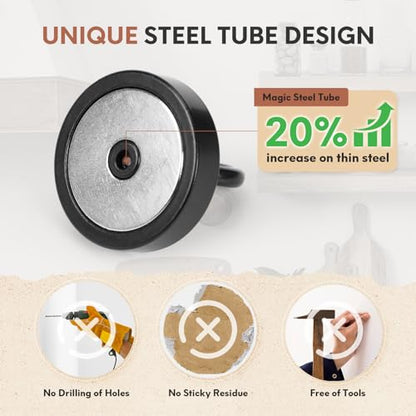 Magnetic Hooks Steel Tube Design for Cruise (Black / 100lb Magnetic Hooks)