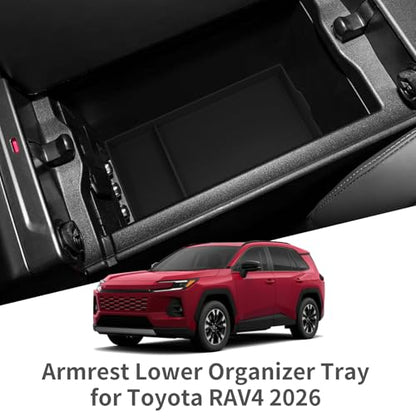 Center Console Bottom Organizer for Toyota RAV4 2026 Central Control Armrest Lower Storage Box Insert Tray Silicone Interior Auto Accessories Black (26RAV4 Low A-Tray)