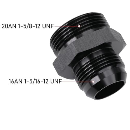 16AN Male Flare to 20AN ORB O (16AN to 20AN ORB / Black - 2PCS)