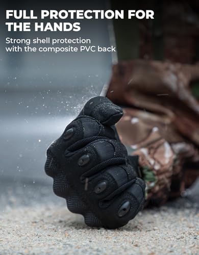 Tactical Gloves for Men (Black, Microfiber Protection / Large)
