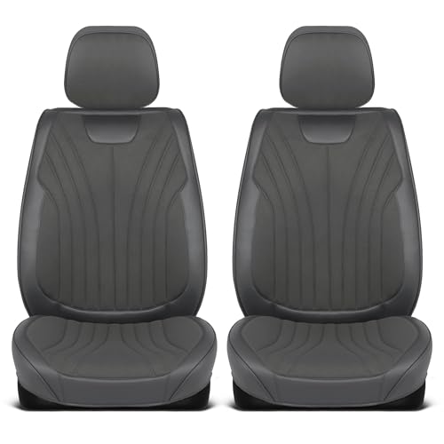 Curated Suede Leather Seat Covers for Cars & SUVs (Charcoal/Black (Suede) / Front Seats)