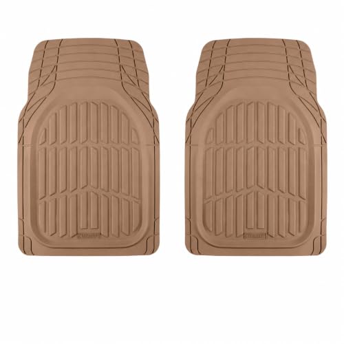 MotorTrend FlexTough Beige Car Floor Mats Rubber All Weather Automotive 2pc (2pc Front (Sedan, Compact) / Beige)