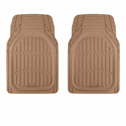 MotorTrend FlexTough Beige Car Floor Mats Rubber All Weather Automotive 2pc (2pc Front (Sedan, Compact) / Beige)