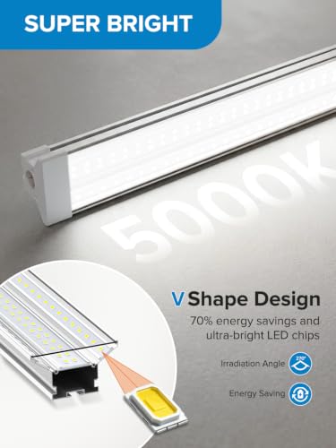 Commercial grade 10000LM 5000K 60W Linkable 4 Foot Led Shop Lights for Shop (4FT-W-60W-4PACK)