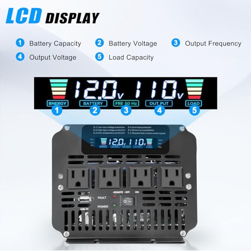4000 Watt Power Inverter 12V to 110V 120V for Vehicle (12V-4000W-Standard)