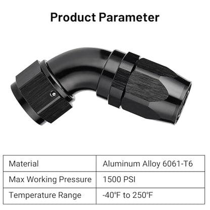 12AN 60 Degree One Piece Full Flow Hose End Fitting Swivel for CPE Braided Hose (12AN / 60 Degree)