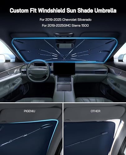 Windshield Sun Shade Umbrella for Chevrolet Silverado (2019-2025 Silverado /Sierra 1500)