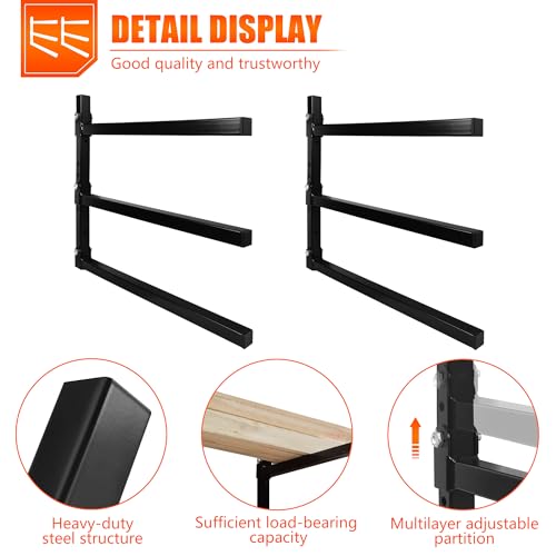 3 Level Foldable Lumber Storage Rack Collapsible Wall Mount Metal (3-Level)