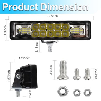 2Pcs 5.7 Inch 60W LED Light Bar Flood Spot Combo for Jeep Truck (White - 2 pieces 5.7 inches)