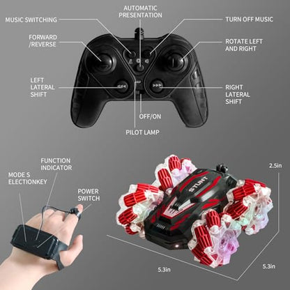 Gesture Sensing RC Stunt Car (Light Red)