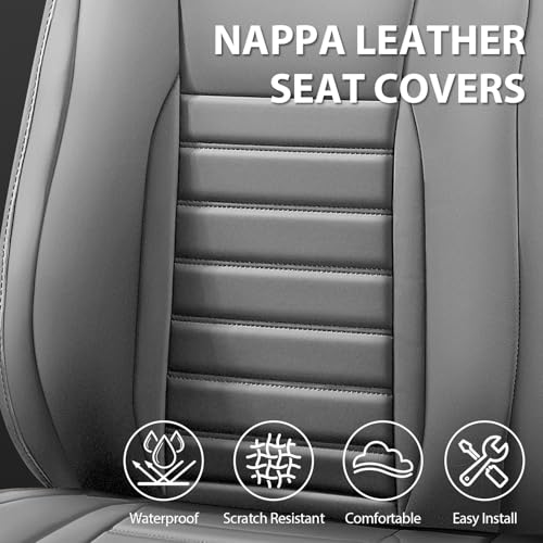 Nappa Leather Car Seat Covers Full Set (Gray Leather / Full Set)