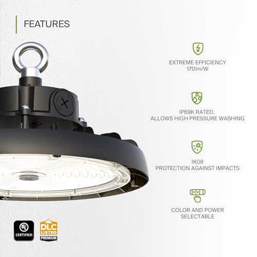 150W LED High Bay UFO Lighting (Black)