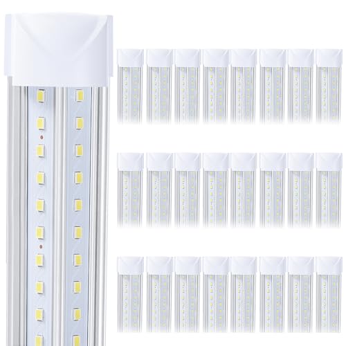 25 Pack Led Shop Lights (25PCS 8FT 2 Row V-Shape 6000K)