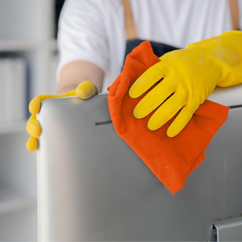 Microfiber Cleaning Cloths (Pack of 12 - 12x12 Inches / Orange)