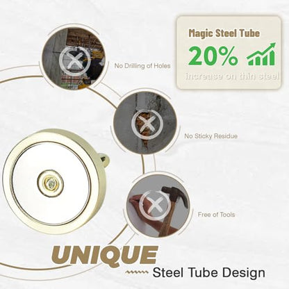 Magnetic Hooks Steel Tube Design for Cruise (Gold / 130lb Magnetic Hooks)