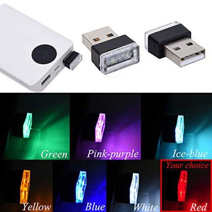 Red Universal Mini USB LED Car Interior Ambient 2 Pcs (Red)