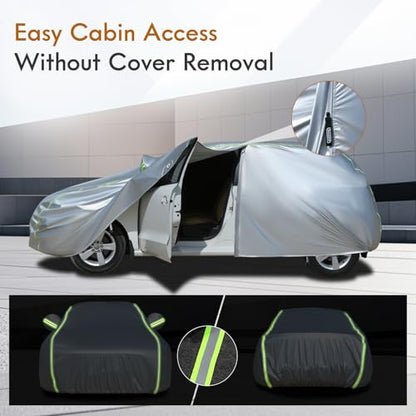 Light Shell Hatchback Car Cover Waterproof All Weather for 160 (Silver / 2L：for Hatchback(Lenght 160"-170" ))