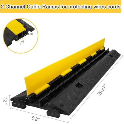 Cable Ramp 3 Pack 2 Channel 11000lbs axle Capacity Floor Cord Cable Protector (3 Pack 2 Channel)
