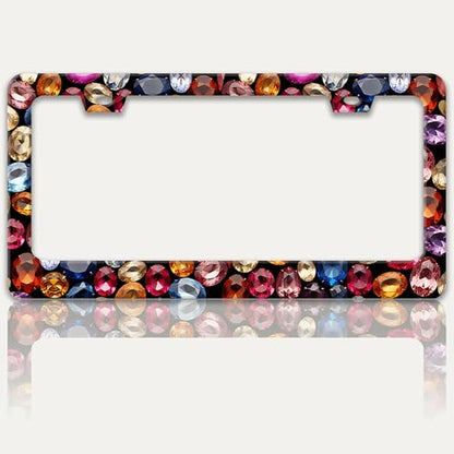 Beautiful Gemstone Pattern License Plate Frame Stainless Steel 6x12 Inch (Beautiful Gemstone Pattern)