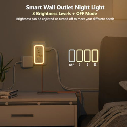 Wall Outlet Extender with Night Light (White with Night Light)