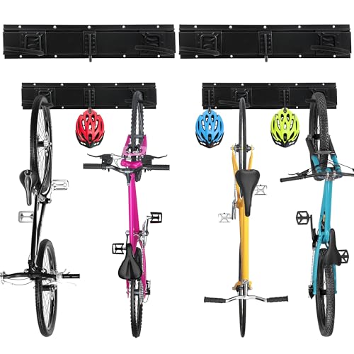 40.24in Vertical Wall Bike Rack Holds 4 Bikes 3 Helmet Hooks (4 Bikes - 20 inch - 2 Panels)