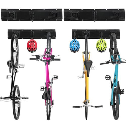 40.24in Vertical Wall Bike Rack Holds 4 Bikes 3 Helmet Hooks (4 Bikes - 20 inch - 2 Panels)