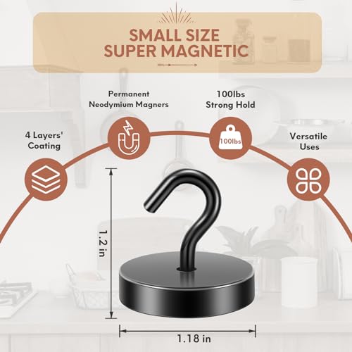 Magnetic Hooks Steel Tube Design for Cruise (Black / 100lb Magnetic Hooks)