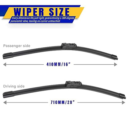 2 Wipers Fits Toyota Prius Prime 2017 (28"+16")
