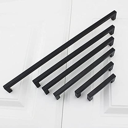100 Pack 3 Inch Black Kitchen Cabinet Handles Square Drawer Pull (Matte Black / 3 Inch Hole Centers)