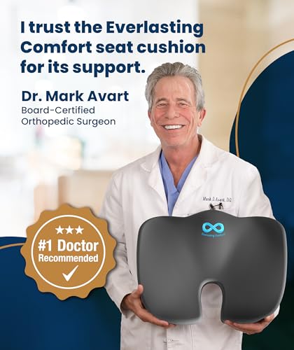 Doctor Recommended Memory Foam Seat Cushion for Office Chairs & Car (Gray / Large)