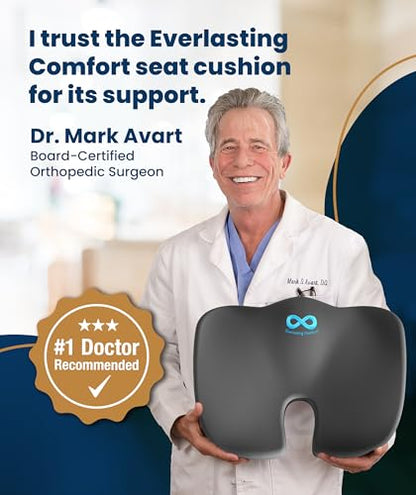 Doctor Recommended Memory Foam Seat Cushion for Office Chairs & Car (Gray / Large)