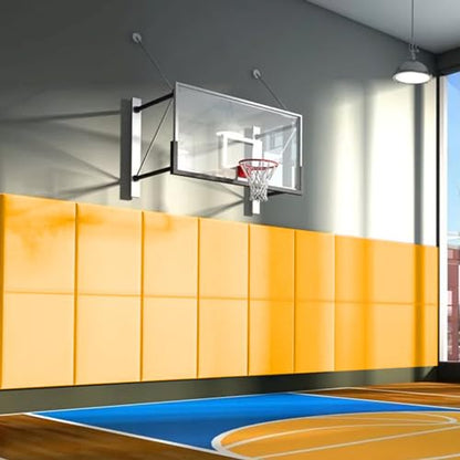 60" 72" High Gym Wall Padding 2" Thick Foam Basketball Court Wall Mount Protector for Garage Taekwondo Babyroom (YELLOW / 60" x 20" x 2")
