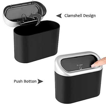 Car Trash Can with Lid (Black/Silver Lid, Black/Silver Lid)