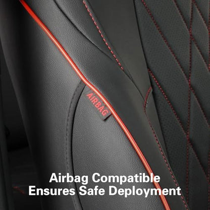 Tacoma Car Seat Covers Custom Fit for Toyota Tacoma (Leather (Black with Red Trim) / 2024-2026 Tacoma (Petrol) Full Set)