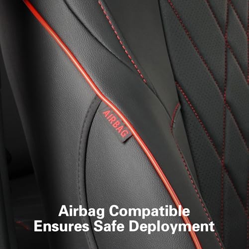 Tacoma Car Seat Covers Custom Fit for Toyota Tacoma (Leather (Black with Red Trim) / 2024-2026 Tacoma (Petrol) Full Set)