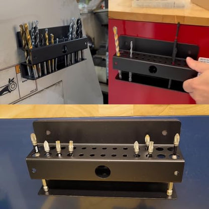 Magnetic Drill Bit Organizer (Black Magnetic Drill Bit Holder)