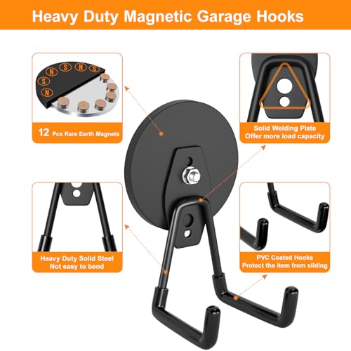 Strong Magnetic Hooks Heavy Duty (Black Hooks)