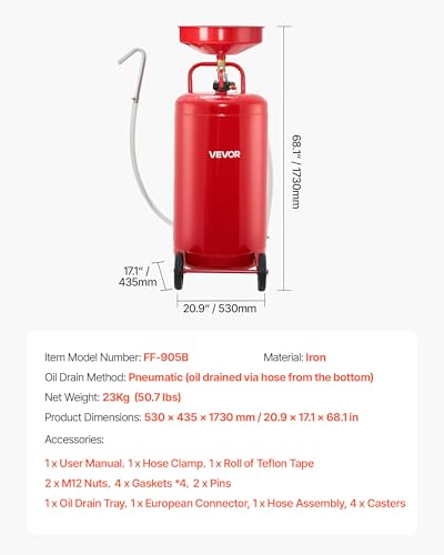 25 Gallon Waste Oil Drain Tank (20.9 x 17.1 x 68.1 in)