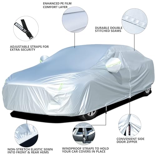 Car Cover Waterproof All Weather for Automobiles (Silver-Green / 3XXL: for Sedan (Length 191"-200"))